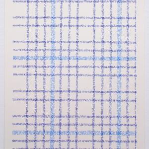 Trama en voz azul 4, 2022. Tinta sobre papel. 59.5 x 42 cm. ES-0017
