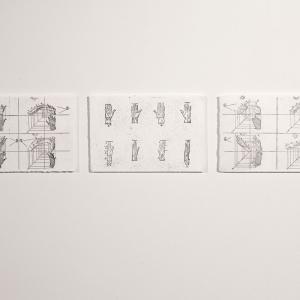 After Jean Cousin I, II y III, 2017. Tríptico: Aguafuerte y buril sobre papel Somerset. 15 x 22 cm c/u. Edición 1/5  +  PA. IH-0042