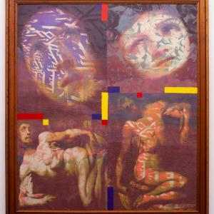 Corpus Cuadrato, 1988. Acrílico, Mavotex, framacril y texiscreen sobre tela. 132 x 115 cm. JU-0003