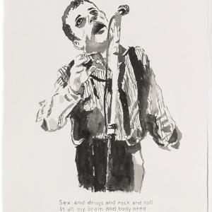 SEX AND DRUGS AND ROCK AND ROLL, 2021. Tinta sobre papel. XM-0077