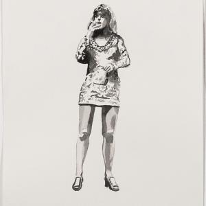 ONE PILLS MAKE YOU LARGER AND ONE PILLS MAKES YOU SMALL, 2021. Tinta sobre papel. XM-0088
