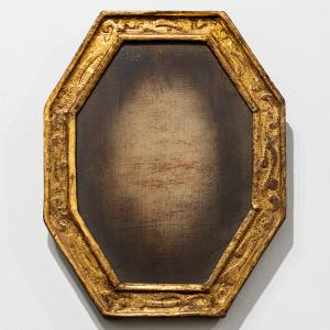 Sin título, 2024. Técnica mixta sobre lino. Marco del s. XVI, Italia central. 32 x 25 cm. AN-0134
 