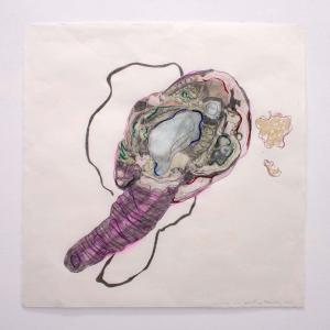 Aspirational clam, 2022. Técnica mixta sobre papel. 60 x 60 cm. JH-0065
