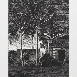 El paisaje (La casa Bouvet) IV, de la serie Un kilo de verde, 2022. Linograbado. Impreso en papel Somerset 410 gr. 149 x 114 cm. Edición 4/6  + 1 PA. MKL-0593