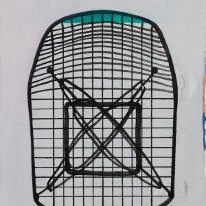 WIRE CHAIR, 2014. Acrílico y acuarela sobre papel. 52 x 42 cm