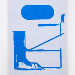 S-T (Supergraphics), 2025. Rotulador de pintura solidificada sobre vinilo y tabla. 86 x 61 cm. RG-0020
 