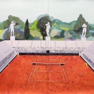 FORO ITÁLICO (ESTADIO NICOLA PIETRANGELI), 2017. Acrílico y acuarela sobre papel. 220 x 304 cm