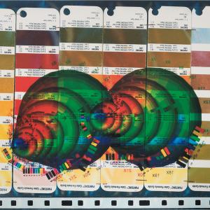 Ojo camaleón tostado. Pelotilla de color mascarado, serie Ojo del Camaleón, 1999. Inkjet sobre lienzo. 121 x 163 cm. JU-0016