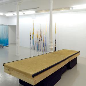 40HZ, 2025. Madera, tatami, infrabajos y amplificador. 100 x 400 x 80 cm. CM-0028