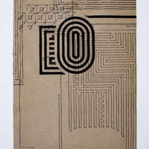 System 19, 2020.&nbsp;Filamento PLA impreso sobre tela. 42 x 29.7 cm. CV-0005