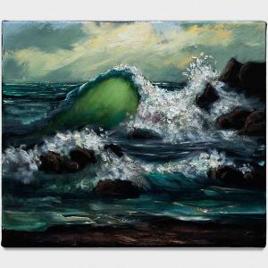 Ola del Rastro, 2025.&nbsp;&Oacute;leo sobre terciopelo. 46 x 54 cm. JD-0021