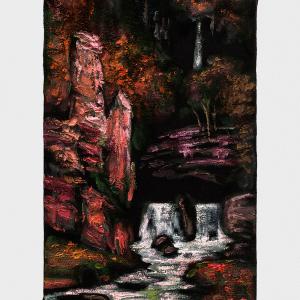 La garganta de Courbet, 2025.&nbsp;&Oacute;leo sobre terciopelo. 27 x 16 cm. JD-0030