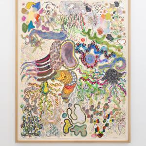 At Sea, 2025. T&eacute;cnica mixta sobre papel. 260 x 204 cm (enmarcada) / 246 x 190 cm. JH-0163