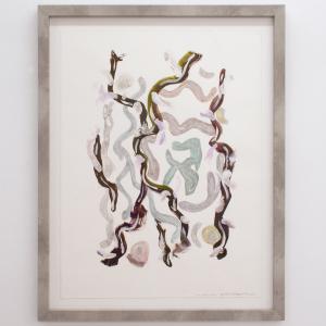 Sea-weed spines, 2025.&nbsp;T&eacute;cnica mixta sobre papel. 88 x 69 cm (enmarcada) / 76 x 57 cm. JH-0167