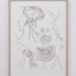 Deep drop, 2025.&nbsp;Punta de plata y mixta sobre papel. 73 x 54 cm (enmarcada) / 64 x 45 cm. JH-0168