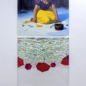 Transfusión, 2025 / Sol y sombra, 2025. Impresión sobe papel Magistra Deluxe Blueback de 120gr/m. 140 x 140 cm c/u. Edición de 3